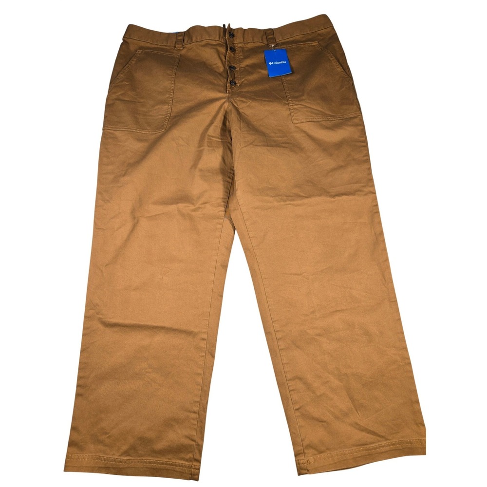 Columbia Holly Hideaway Cotton Pants Brwn Straight Leg Button Fly 24W AW4243-224